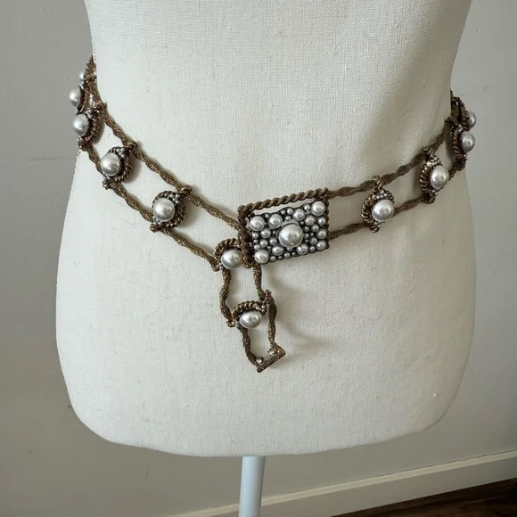 Zara Bronze Pearl Chain Belt - Picture 1 of 6